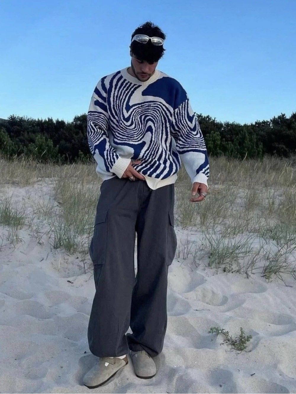 Aelfric Eden Whirlpool Sweater Knit Large Geometric Streetwear Viscose Retro